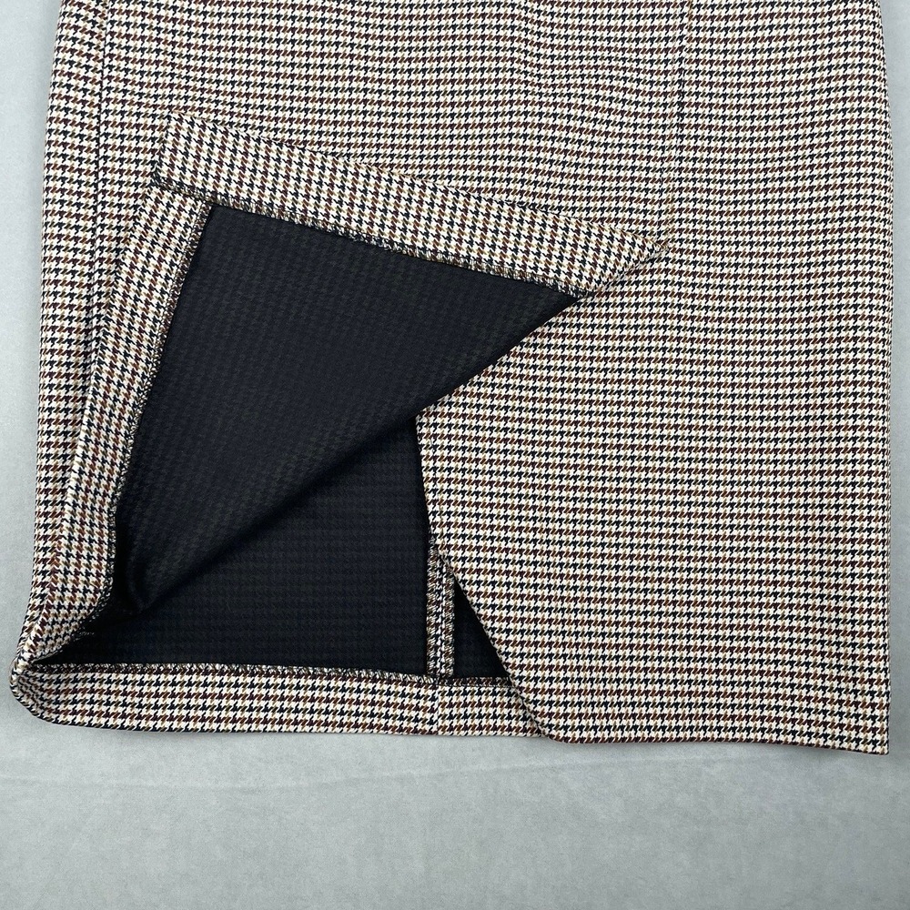 H&M Houndstooth Midi Pencil Skirt Sz 4 Neutral Office Preppy Old Money Boho Chic - Picture 5 of 9